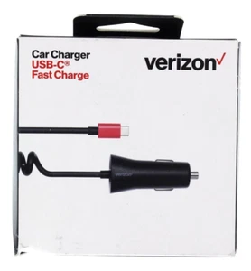 Verizon Car Charger USB-C Fast Charge 6 ft coiled Cable - Picture 1 of 3