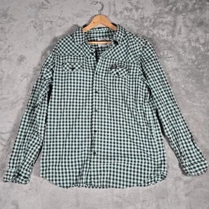LRG Webhemd Herren XL blau Gingham kariert Button Down Langarm - Bild 1 von 7