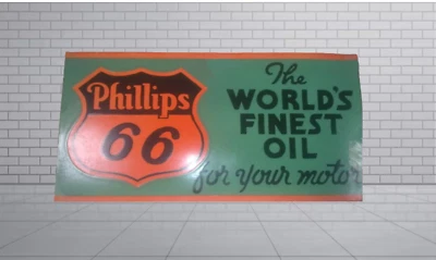 Phillips 66 Finest oil Rare Porcelain Enamal Heavy Metal 36  inches Double Side - Image 1 of 2