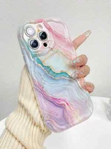 Marble Texture Glossy Shockproof Phone Case For Apple Samsung Models - Picture 1 of 5