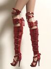 Gladiator Sandals Knee Boots Shoes Red for 1/6 Fashion Royalty Integrity Doll
