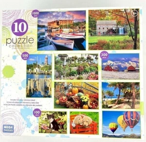 MEGA Puzzle 10 Collection 100, 300, 500 & 1000 Total 4400 Pieces NEW Sealed - Picture 1 of 5