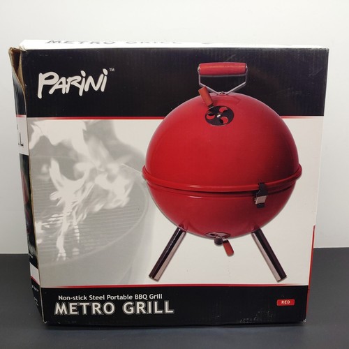 Parini Metro Charcoal Grill Balcony Porch Red Non-Stick Steel Portable ...