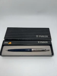 Parker Jotter Ballpoint Pen, Blue with Chrome Trim, Medium Point Black Ink - Picture 1 of 2