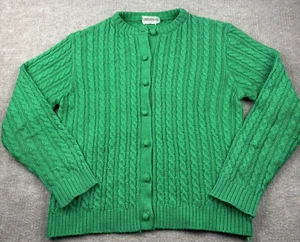 Vtg Exclusive Imports Sweater Cardigan Sz Small Cable Knit Kelly-Green - Picture 1 of 5
