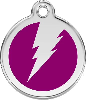 Etiqueta de perro Steel Red Dingo Lightning ID negra púrpura azul verde amarillo rojo rosa Foto 1 de 4