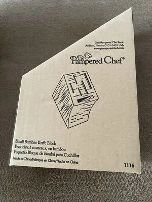 Pampered Chef Small Bamboo Knife Block #1116 New in the Box Hold 6 Knives (MF) - Image 1 of 2