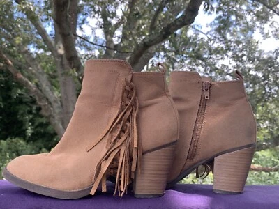 RAMPAGE Botines Vaquero Flecos Imitación Cuero Pow Wow Zapatos Talla 6.5 ❤️sj15m5 Foto 1 de 4