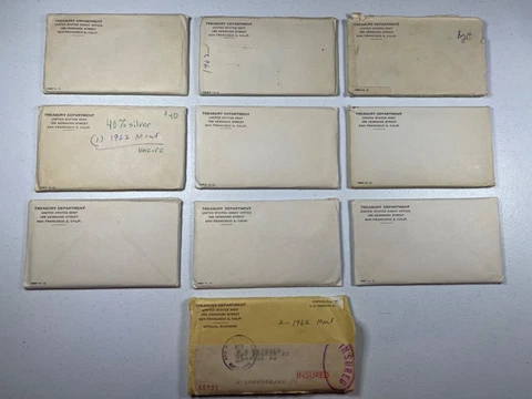 (10)  1962  US Mint Silver P & D Sets,  in OGP,  Lots of Luster, w/ GREAT coins! Cover