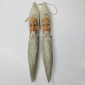 Vintage Plastic Pencil Shape Santa Holiday Christmas Hanging Ornament Set of 2 - Picture 1 of 7