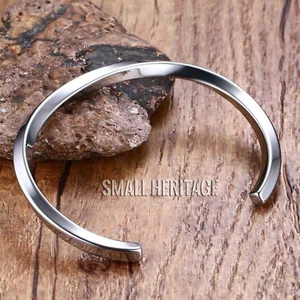 Vintage Stainless Steel Bangle Mobius Twisted Cuff Bracelet for Men Women Unisex - Picture 1 of 5