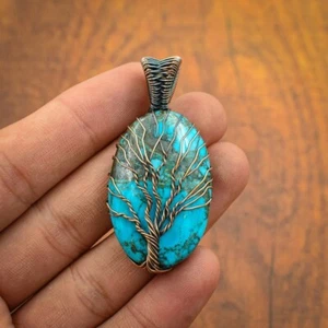 Árbol de la Vida Azul Turquesa Alambre de Cobre Envuelto Colgante Piedras Preciosas t - Imagen 1 de 5