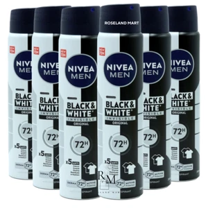 6 x 250ml Nivea Antiperspirant Deodorant Invisible Black & White Original Men - Picture 1 of 5