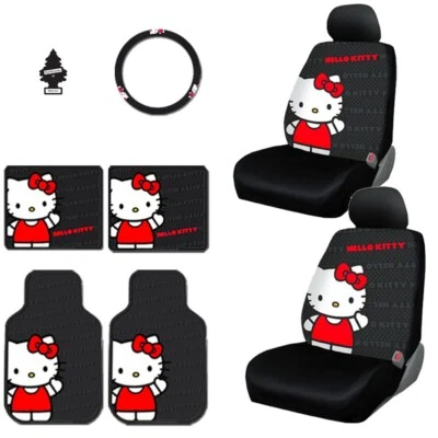 Nuevo juego de alfombrillas de cubierta de volante de asiento accesorio de coche Hello Kitty para Jeep  Foto 1 de 4