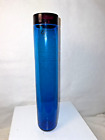 Furnice Urbini Glass Works Vase Matt Urban Tall Blue W/ Red Band Recycled Blenko