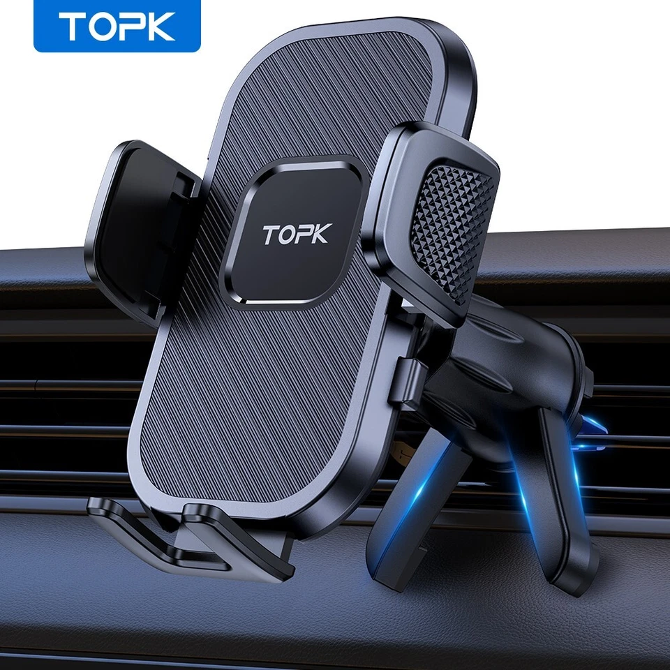 TOPK Car Vent Phone Holder, Upgraded Metal Hook, Fits All Smartphones - Image 1 of 4