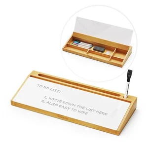 Bamboo Desktop Whiteboard with Organizer Box Office Desk Dry Erase White Board - Picture 1 of 7