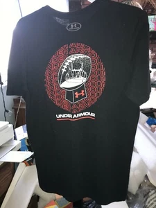 UNDER ARMOUR Heatgear BLACK T-Shirt FOOTBALL Lombardi TROPHY Snowy Winter Mens M - Picture 1 of 11