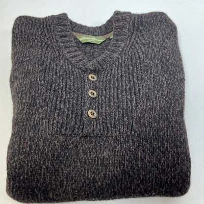 Suéter Eddie Bauer Henley Acanalado Carbón y Marrón Abuelo Pescador Talla Grande Foto 1 de 4