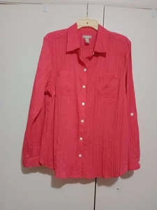 Chicos Button Up Roll Tab Sleeves Size 3 - Picture 1 of 6