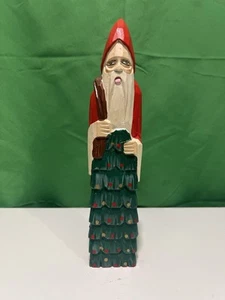 Hand Carved Wood Santa Tree 1995 Folk Art Old World VINTAGE Christmas 8” - Picture 1 of 8