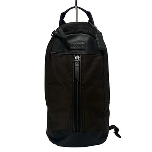 Coach Varik Nylon Sling Pack One Shoulder Bag Dark Brown/Black Leather - Picture 1 of 9