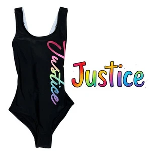 Justice Girls’ size 7 black rainbow one piece swimsuit Justice Sport - Picture 1 of 3