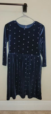GAP Kids Navy Blue Velvet Dress with Silver Stars Size XXL - Image 1 of 4
