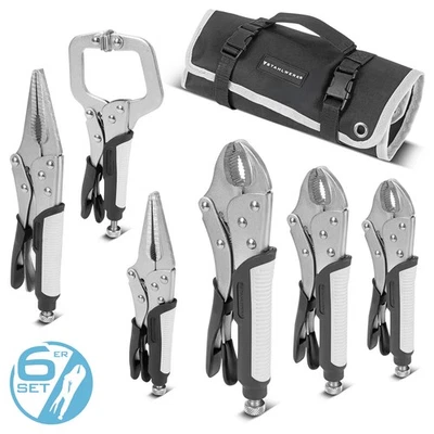 STAHLWERK Gripzangen 6 Stück Langbeckzange Klemmzange Feststellzange mit Tasche - Bild 1 von 4