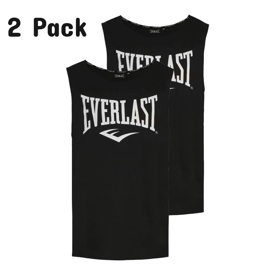 Camisa masculina Everlast preta sem mangas Glenwood Tank logotipo colete - pacote com 2 (S01) - Imagem 1 de 4