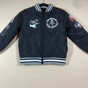 Nightmare Before Christmas Kids Bomber Jacket Sz 8 Black King Jack Skellington - Picture 1 of 4