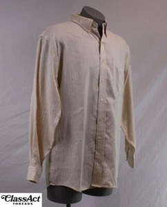 Jos. A. Bank Shirt Mens Yellow Striped Button Up Long Sleeve 100% Linen Preppy L - Bild 1 von 4