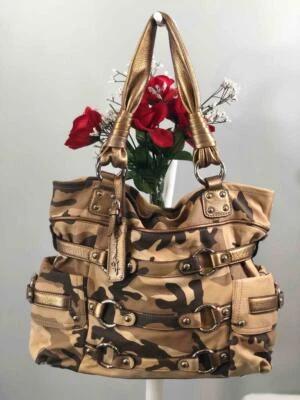 B. MAKOWSKY "Kimberly" Tan Tone Camo Prints Large Leather Shoulder Bag - Image 1 of 4