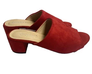 Betan Red Velvet Slip On Heel Shoe Womens Size 7 New - Picture 1 of 11