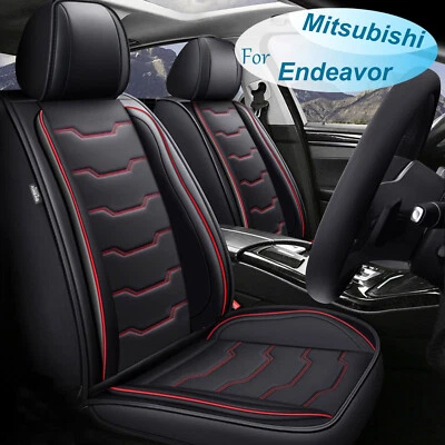 Red Lines For Mitsubishi Endeavor 2004-2011 Car 5 Seat Cover Microfiber Leather - Image 1 of 4