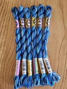 6 DMC Size 5 Cotton Pearl NEEDLEPOINT THREAD Twist Skein BLUES #4237 27 Yards - Picture 1 of 2