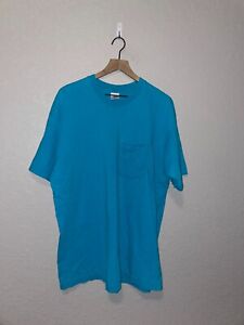 90s Vintage Munsingwear USA Made Blue Single Stitched Blank Shirt VTG XL