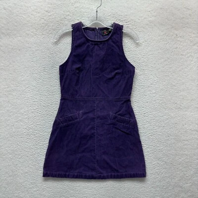 Y2K Vintage Corduroy Mini Dress 2 Small Purple Jumper 70s Retro Hippie Boho - Image 1 of 4