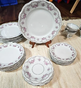 JOHANN HAVILAND Germania Rose Rosa 30 pz set servizio per 8 cene, tazze, insalata - Foto 1 di 13