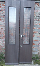 Porta ingresso con vetri in legno classico 2 ante maniglia metallo 220x 96