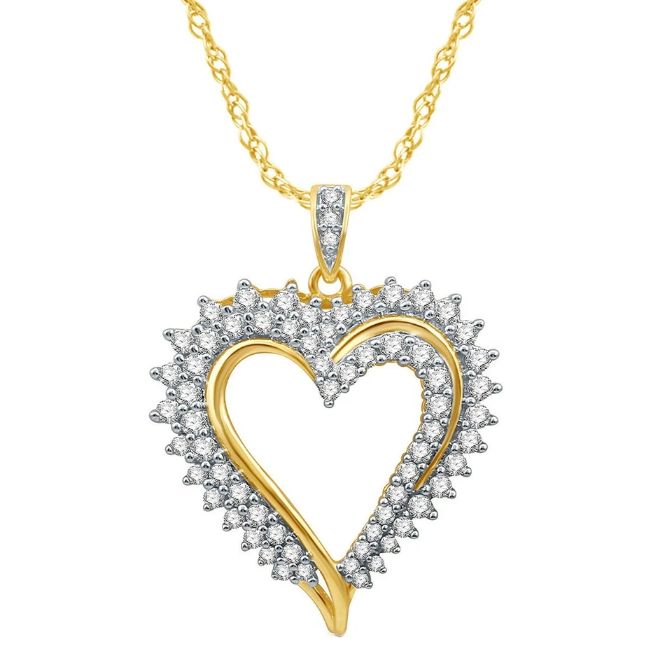 1.50CT Vero Moissanite 14K Placcato Oro Giallo Promessa Ciondolo a Cuore 18 " - Immagine 1 di 1