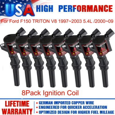 8Pack Ignition Coils For Ford F-150 1997-2003 5.4L 2000-2009 4.6L Crown Victoria - Image 1 of 4