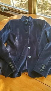 Peruvian Connection Velveteen Windermere Jacket Size 4 Navy Blue Blazer Military - Picture 1 of 8