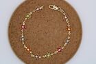 9ct Gold Link Bracelet with Multicoloured Ladybirds GF - 7" (Ref-040A)