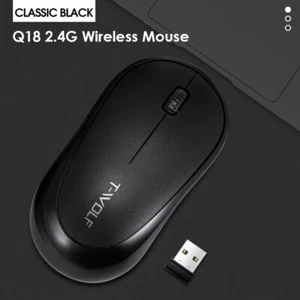 T-WOLF Q18 Wireless Mouse | 2.4 Ghz draadloos | 1600 DPI | Zwart - Afbeelding 1 van 2