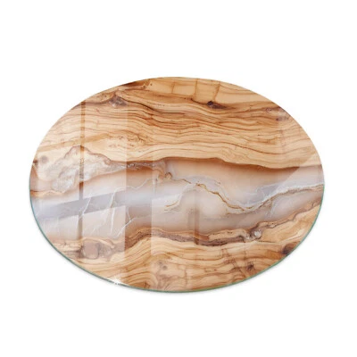 Glas Tischplatte Round Dekor Gehärtet Glasscheibe Holz im Einklang mit Harz fi60 - Bild 1 von 4