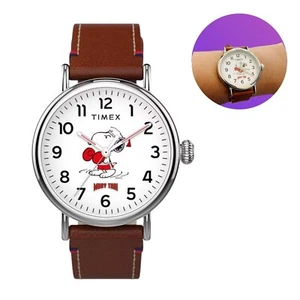 Timex Snoopy Muay Thai Peanuts Watch Brown Leather Strap Boxed Brand New Limited - Picture 1 of 9
