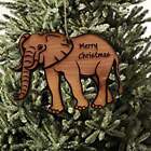 Elephant Merry Christmas   Cedar Ornament