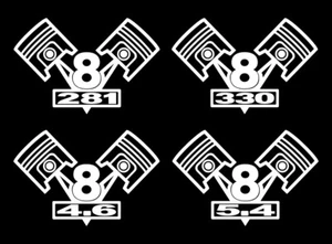 2 V8 281-330 ENGINE PISTON DECALS 4.6-5.4 LITER MODULAR MOTOR STICKERS F150 GT - Picture 1 of 1