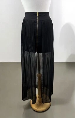 Minifalda Negra Plisada Transparente Superposición Diosa Fairycore Formal Fiesta Elegante Pequeña Foto 1 de 4